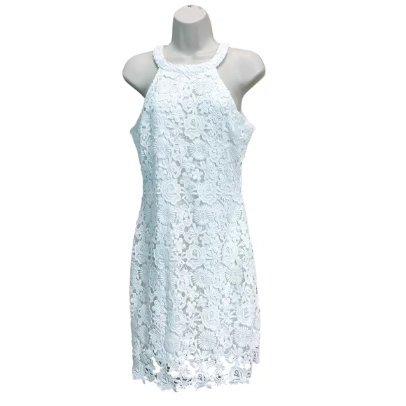 Lulu's White Floral Lace Mini Dress Size Large - Picture 3 of 7